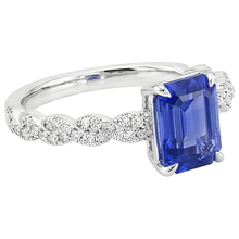 Engagement Ring Twist Style Blue Sapphire & Natural Earth Mined Diamond 4.50 Carats