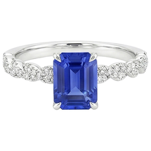 Engagement Ring Twist Style Blue Sapphire & Natural Earth Mined Diamond 4.50 Carats
