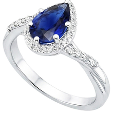 Engagement Ring Twist Style Pear Blue Sapphire & Natural Earth Mined Diamonds 5 Carats