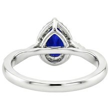 Engagement Ring Twist Style Pear Blue Sapphire & Natural Earth Mined Diamonds 5 Carats