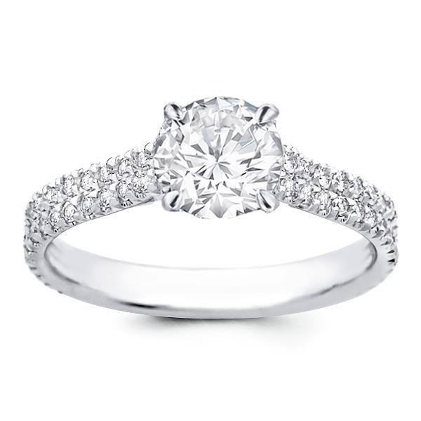 Engagement Ring White Gold 3.75 Carats Round Real Diamonds With Accents