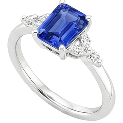 Natural Sapphire Ring 4ct - White Gold 14K