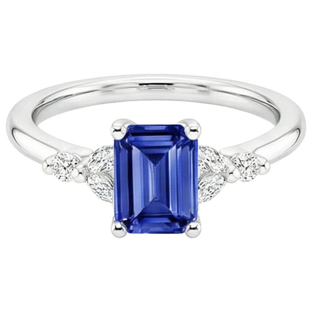 natural emerald sapphire 4ct ring profile view