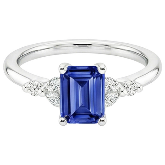 natural emerald sapphire 4ct ring profile view
