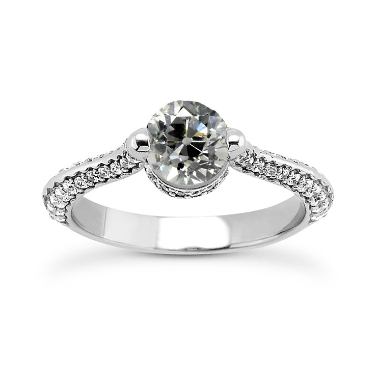 Engagement Ring With Accents Old Mine Cut Real Diamond 4.75 Carats