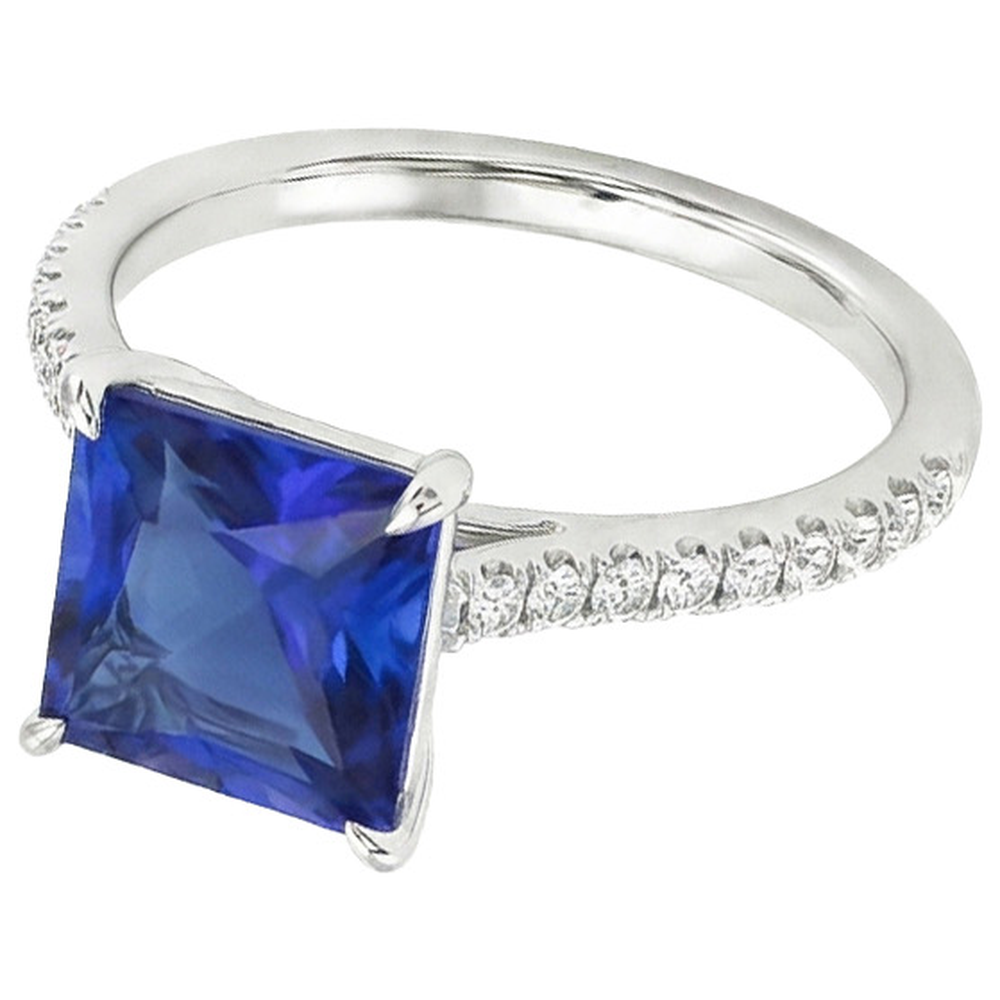 natural round sapphire 6ct ring top view