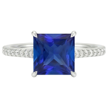 natural round sapphire 6ct ring on white background