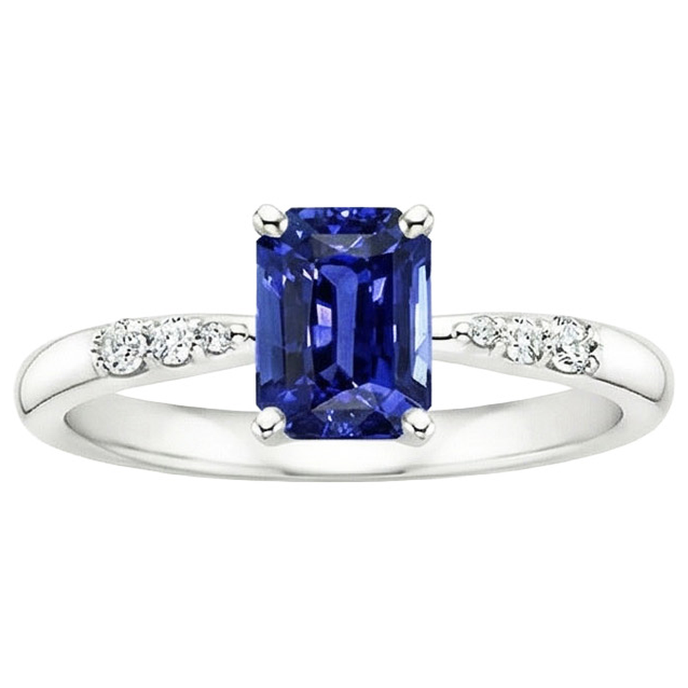 natural emerald sapphire 3.50ct ring profile view