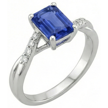 Engagement Ring with Side Stones Blue Sapphire & Natural Earth Mined Diamond 3.25 Carats