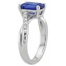 Engagement Ring with Side Stones Blue Sapphire & Natural Earth Mined Diamond 3.25 Carats