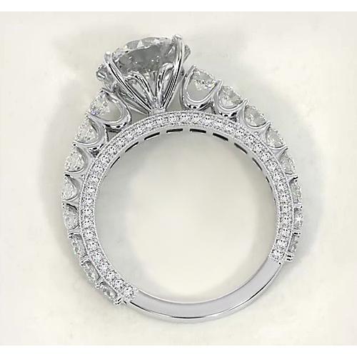 Engagement Round Genuine Diamond Ring 3.80 Carats Jewelry White Gold 14K