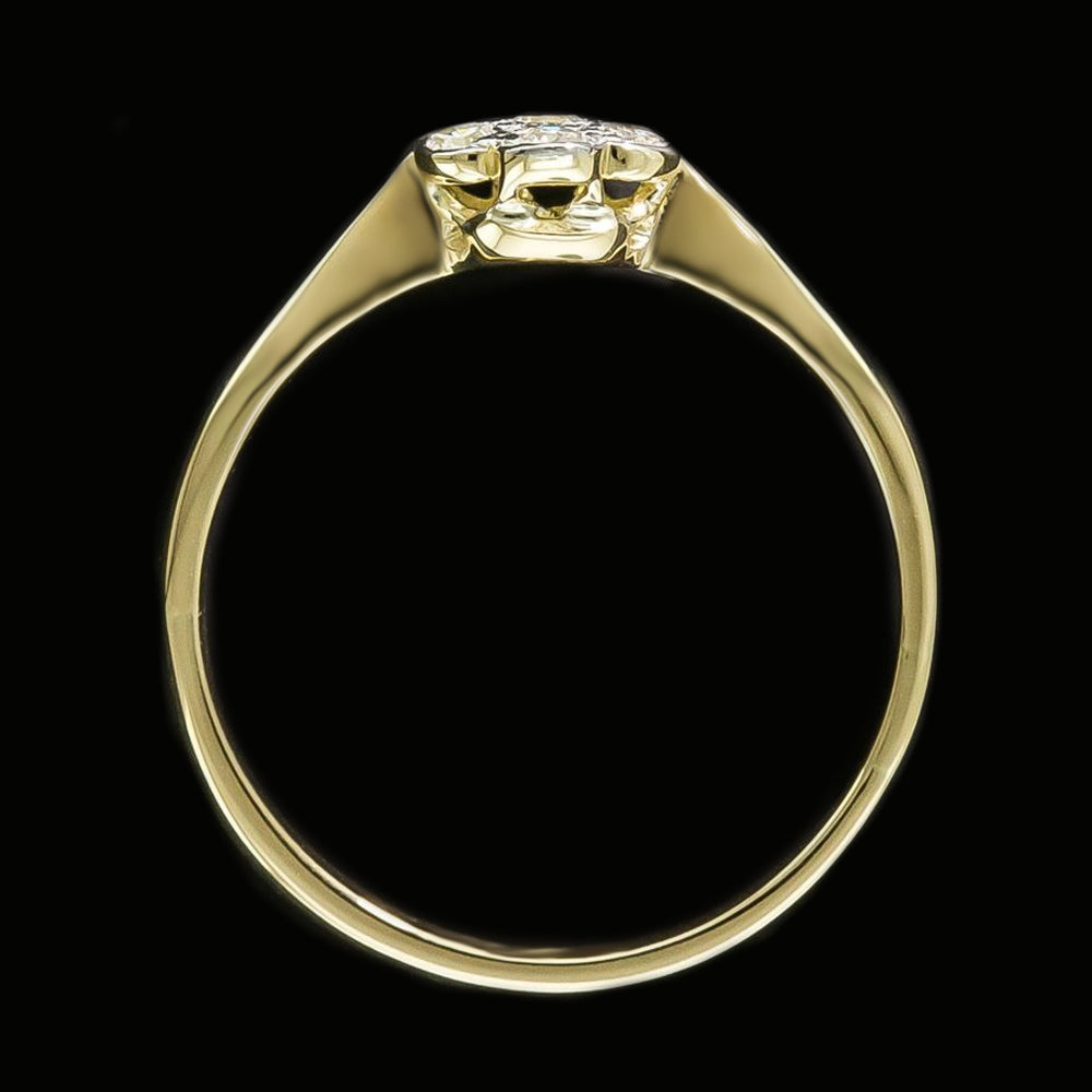 Engagement Round Old Mine Cut Genuine Diamond Ring 1.25 Carats Flower Style