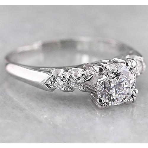 Engagement Round Diamond Ring 1.50 Carats White Gold 14K