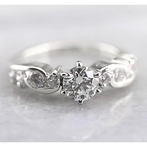 Engagement Round Diamond Ring 1.50 Carats White Gold 14K