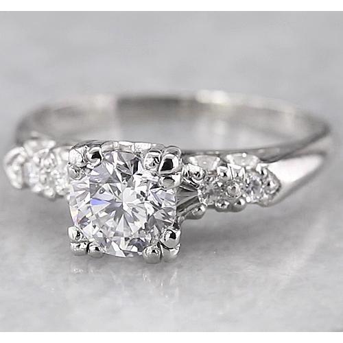 Engagement Round Diamond Ring 1.50 Carats White Gold 14K