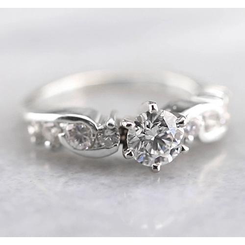 Engagement Round Diamond Ring 1.50 Carats White Gold 14K