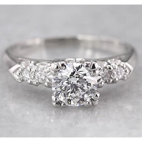 Engagement Round Natural Earth Mined Diamond Ring 1.50 Carats White Gold 14K