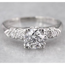 Engagement Round Natural Earth Mined Diamond Ring 1.50 Carats White Gold 14K