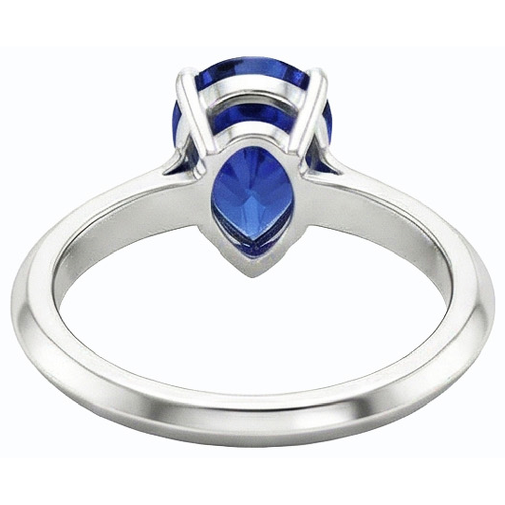 Engagement Solitaire Ring Pear Cut Sri Lankan Sapphire 2 Carats