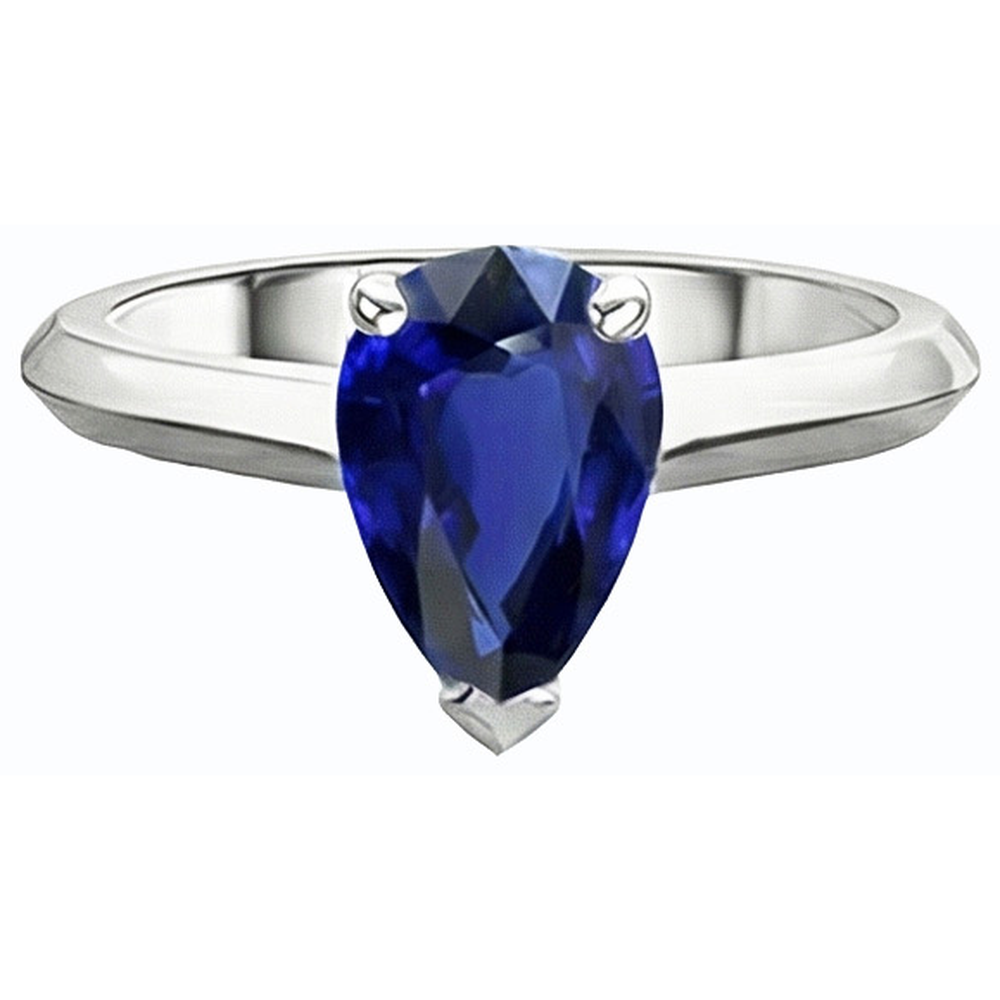 Engagement Solitaire Ring Pear Cut Sri Lankan Sapphire 2 Carats