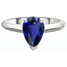 Engagement Solitaire Ring Pear Cut Sri Lankan Sapphire 2 Carats