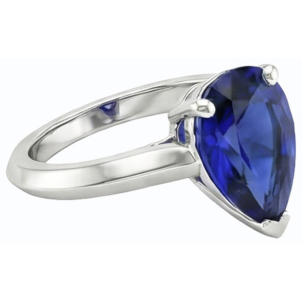 Engagement Solitaire Ring Pear Cut Sri Lankan Sapphire 2 Carats