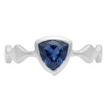 Engagement Solitaire Ring Trillion Bezel Set Blue Sapphire 1 Carat