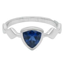 Engagement Solitaire Ring Trillion Bezel Set Blue Sapphire 1 Carat