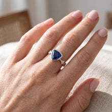 Engagement Solitaire Ring Trillion Bezel Set Blue Sapphire 1 Carat