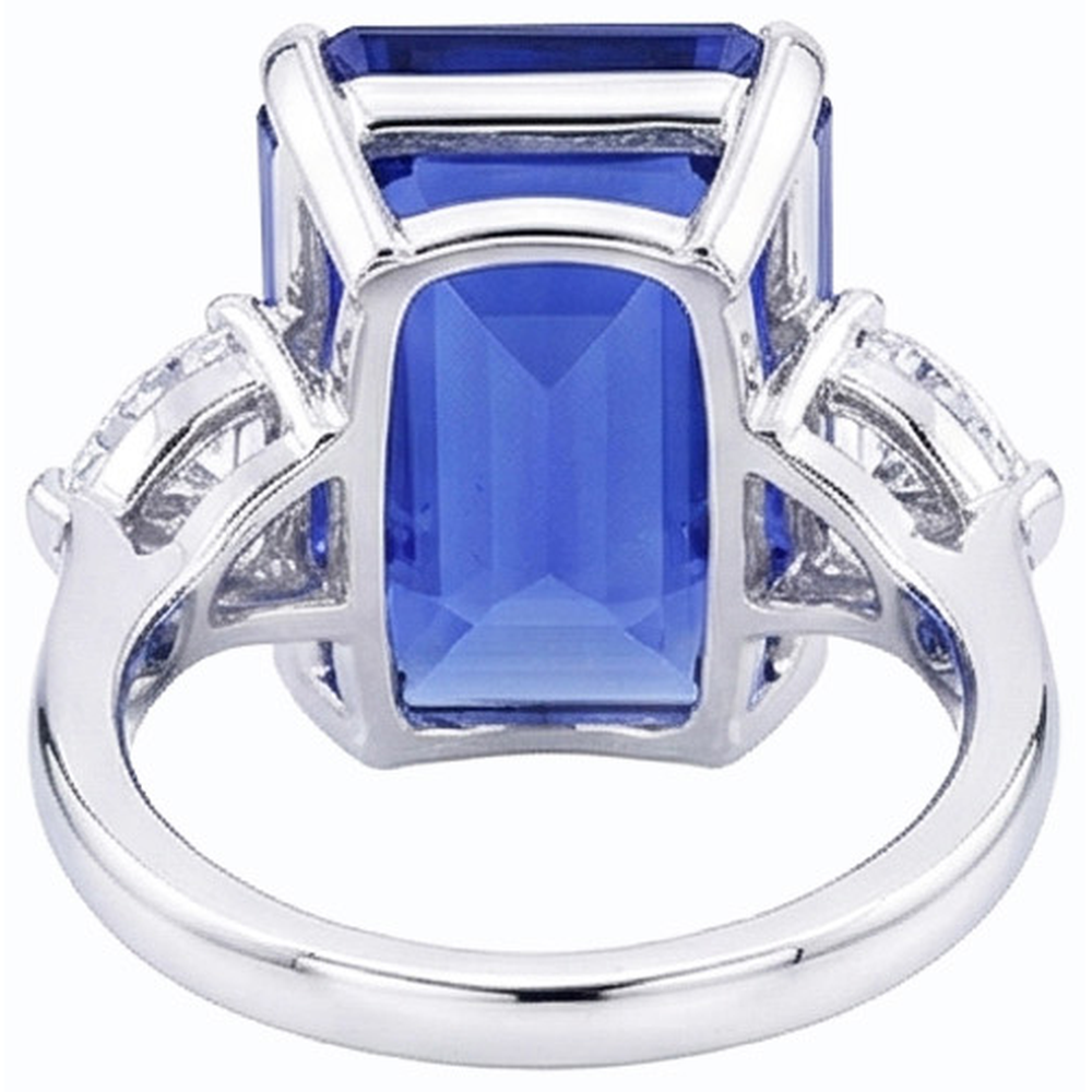 Engagement Three Stone Ring Emerald Ceylon Sapphire 3.50 Carats