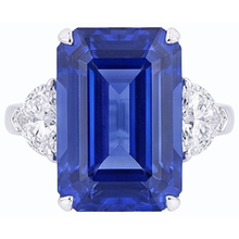 Engagement Three Stone Ring Emerald Ceylon Sapphire 3.50 Carats