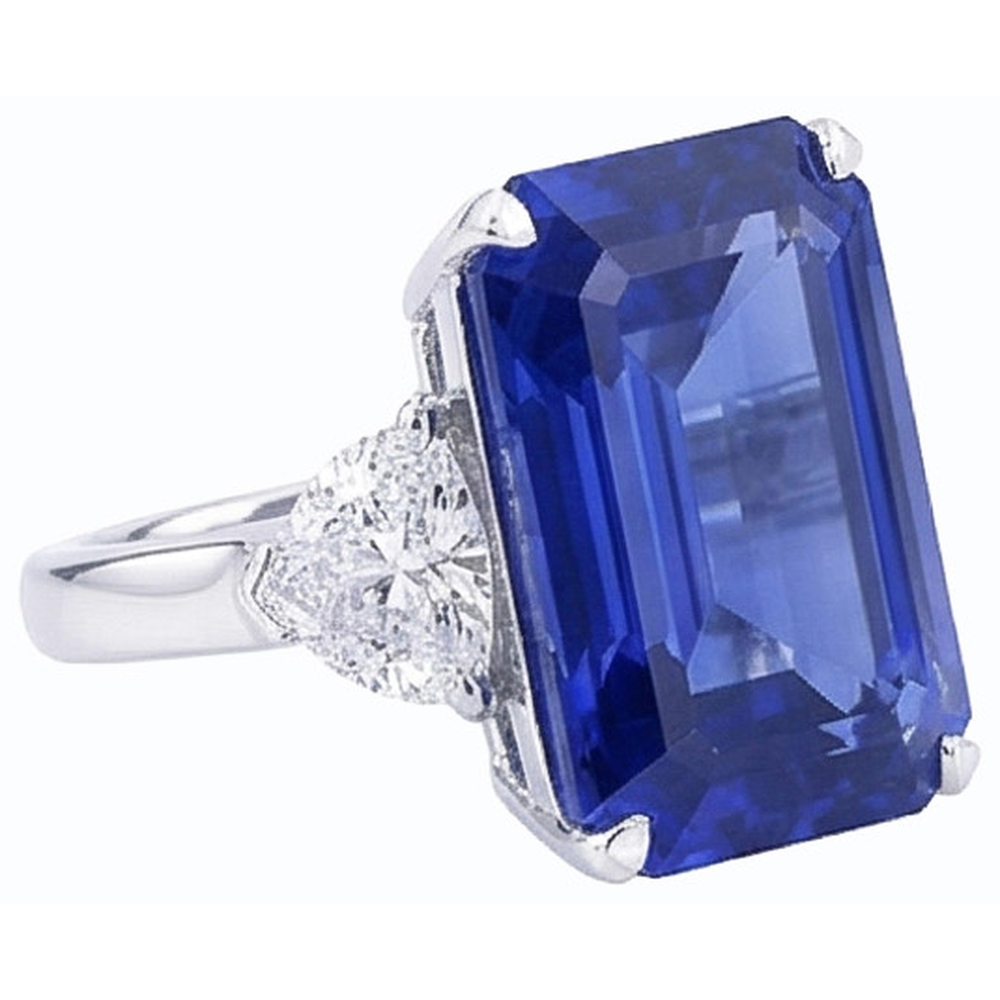 Engagement Three Stone Ring Emerald Ceylon Sapphire 3.50 Carats