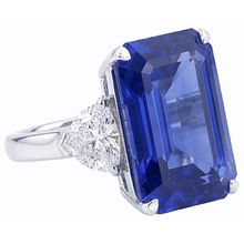 Engagement Three Stone Ring Emerald Ceylon Sapphire 3.50 Carats