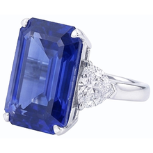 Engagement Three Stone Ring Emerald Ceylon Sapphire 3.50 Carats