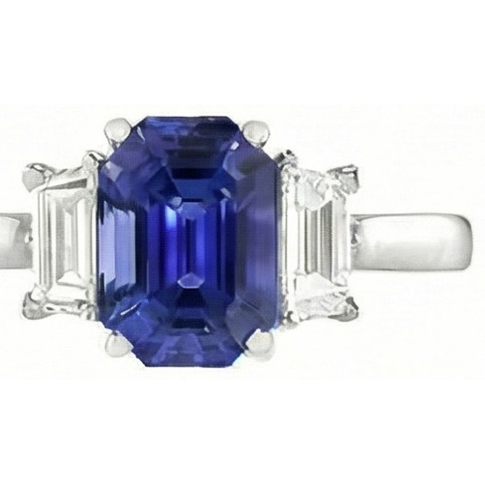 natural emerald sapphire 2.50ct ring profile view