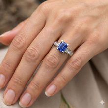 natural emerald sapphire 3ct ring with diamond accents