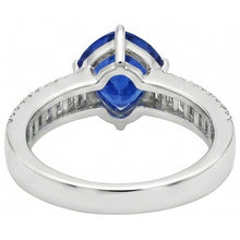 natural round sapphire 4ct ring on white background