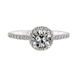 Elegant Old Mine Cut Fine Diamond Halo Setting Ring – 1.50 ct 14