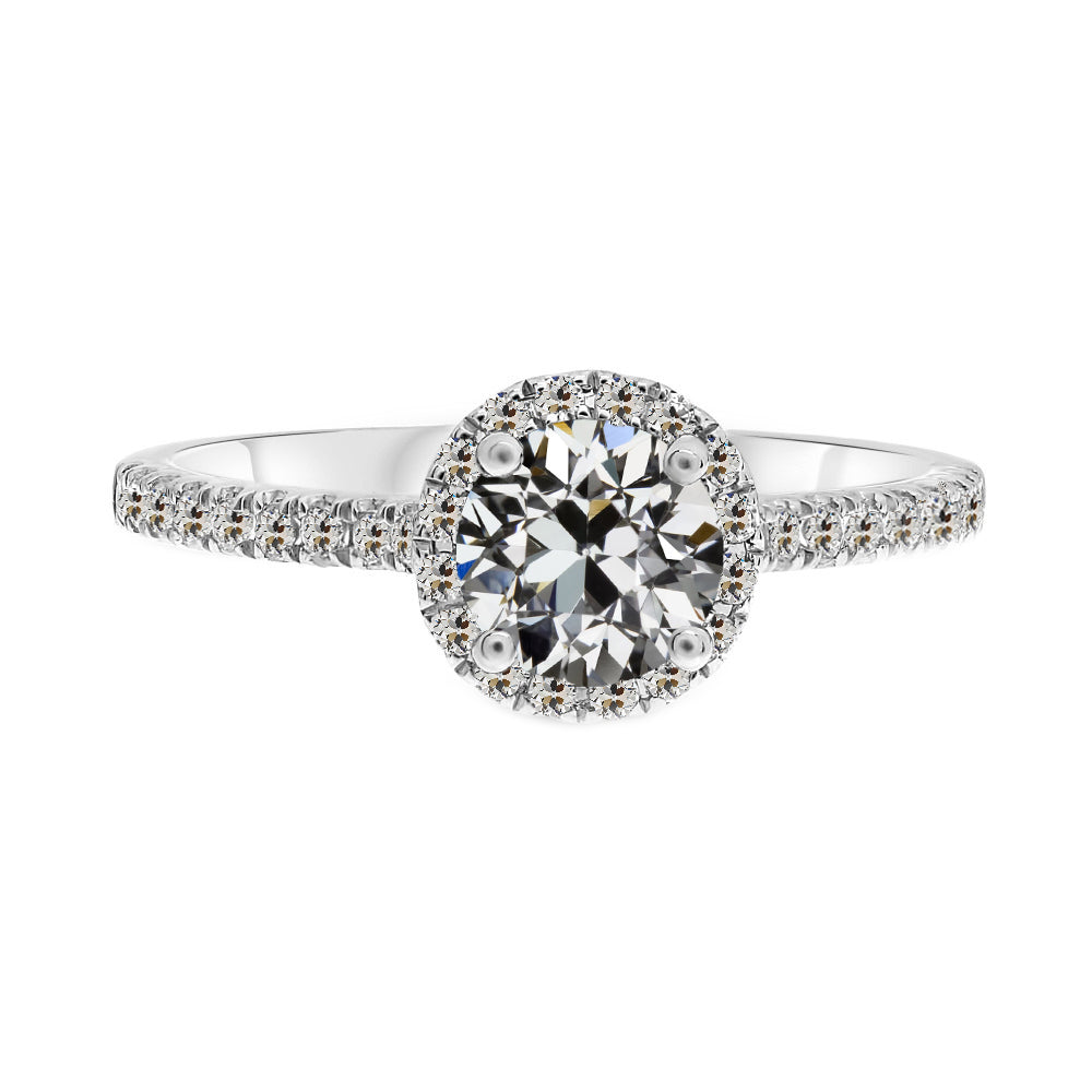 Authentic Fine Diamond Halo Setting Ring 1.50 ct 14 Karat White Gold – main view