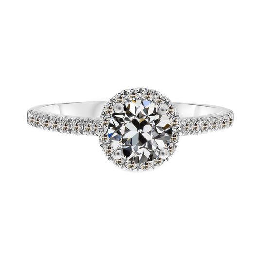 Authentic Fine Diamond Halo Setting Ring 1.50 ct 14 Karat White Gold – main view