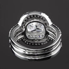 Engagement Anniversary Ring Set 5 Carats Natural Earth Mined Diamond Cushion Cut White Gold 14K