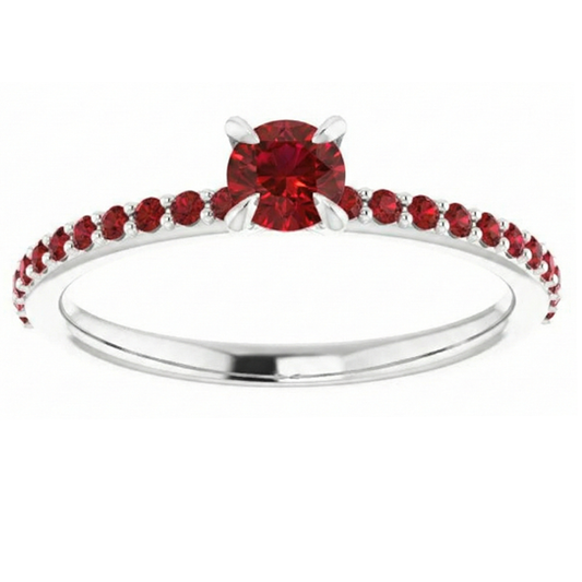 natural round ruby 0.95ct ring front view