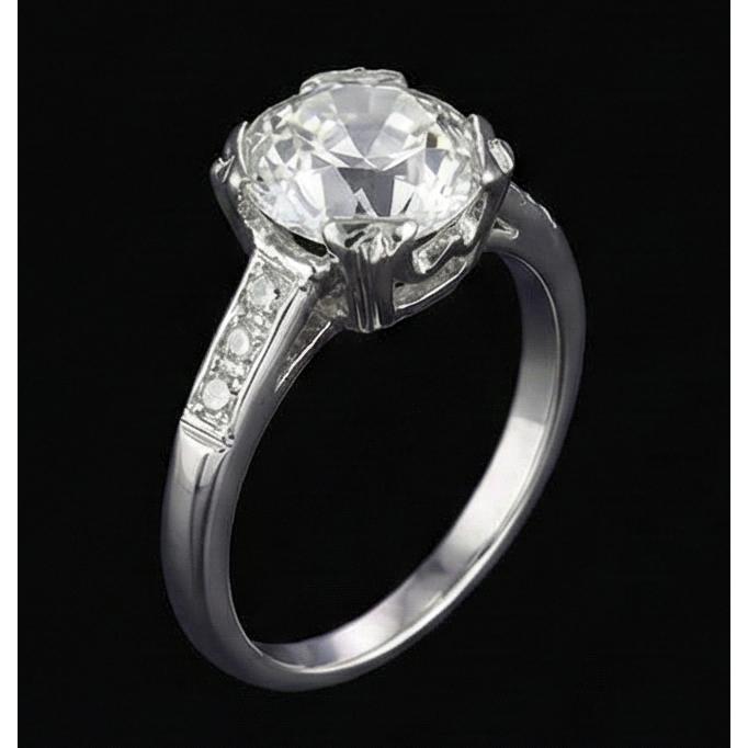 Engagement Ring Old European Real Natural Earth Mined Diamond 2.75 Carats Ladies Jewellery