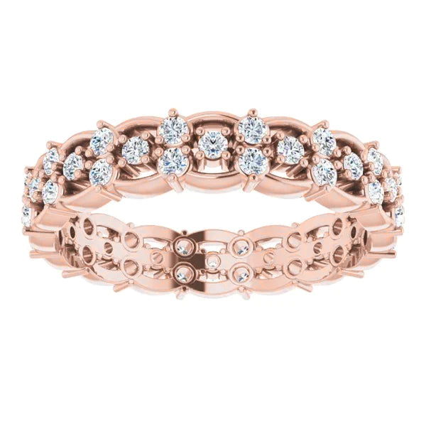 Eternity Wedding Band 1.50 Carats Round Genuine Diamond Rose Gold Jewelry