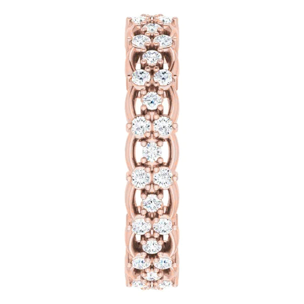 Eternity Wedding Band 1.50 Carats Round Genuine Diamond Rose Gold Jewelry