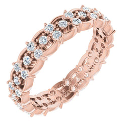 Eternity Wedding Band 1.50 Carats Round Genuine Diamond Rose Gold Jewelry