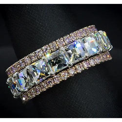 Eternity Wedding Band 9.20 Carats Two Tone Women Real Diamond Jewelry