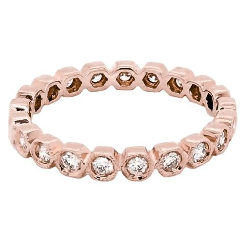Eternity Band 3.75 Carats Bezel Setting Milgrain Rose Gold Jewellery Natural Earth Mined Diamond