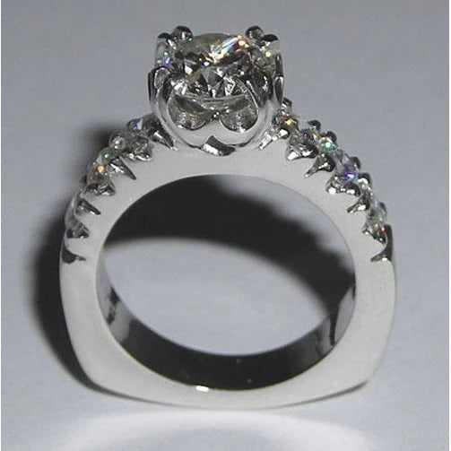 Euro Shank Real Diamond Round Cut Antique Style Engagement Ring Gold2