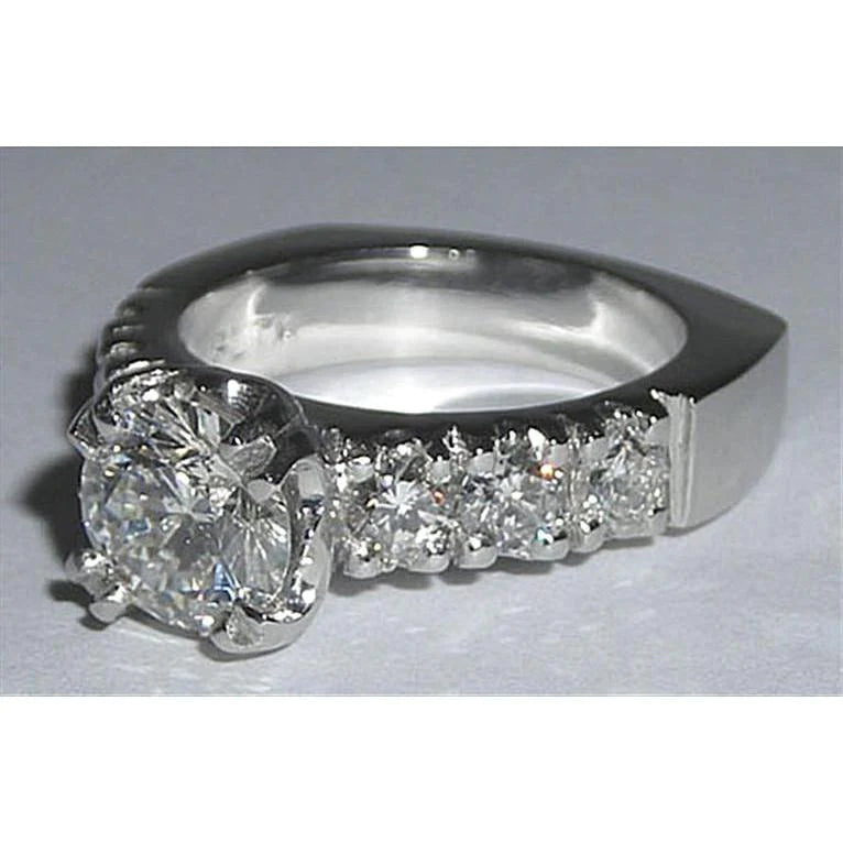 Euro Shank Real Diamond Round Cut Antique Style Engagement Ring Gold